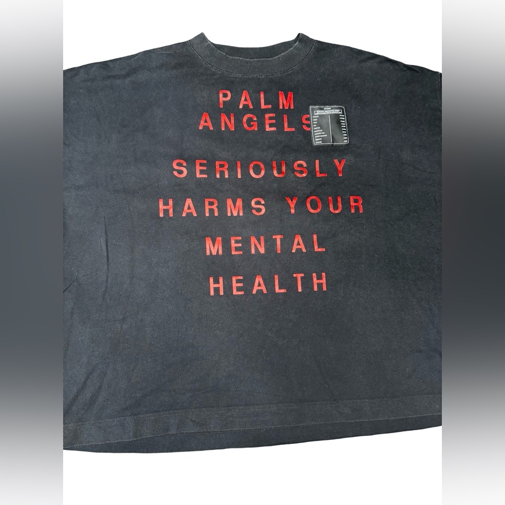 Palm Angels Mental Health Graphic Tee Black Red Mens Large Streetwear